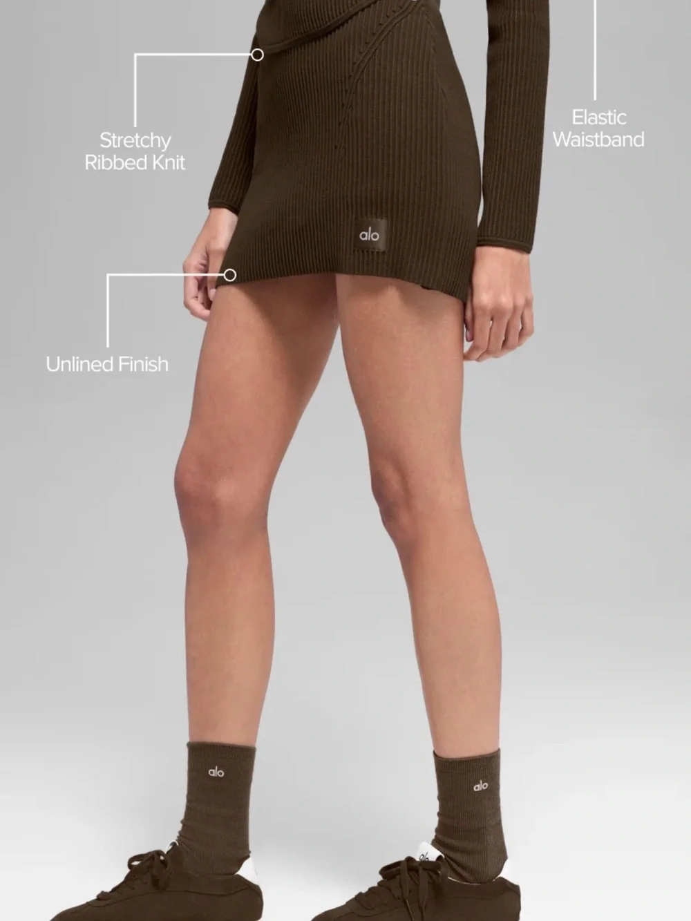ALO Yoga Ribbed Ribbed Knit Mini Skirt